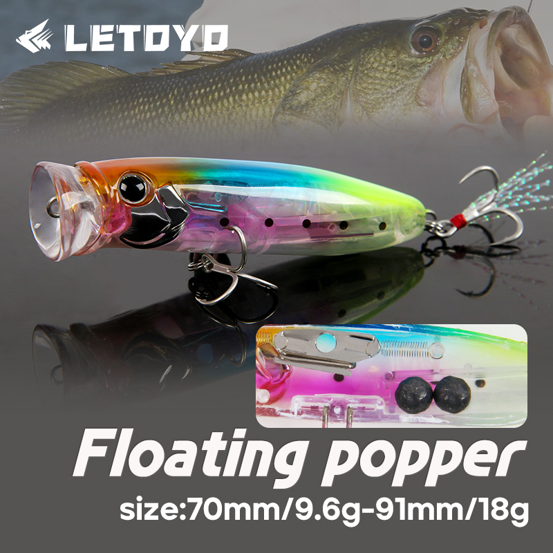 Fishing Lure Popper - LETOYO 9,6 г/18 г плавающая приманка-поппер,